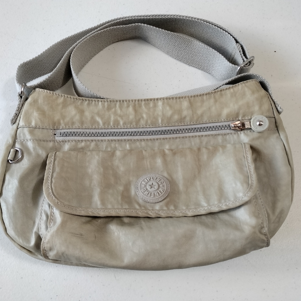 Kipling Syro Tan Nylon Crossbody Shoulder Bag Adjustable Strap Travel Shopping